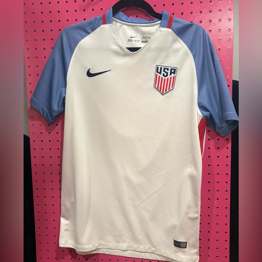 Nike Dri Fit Mens USA Soccer Jersey 2016 - White and Light Blue Size Medium - Picture 7 of 7